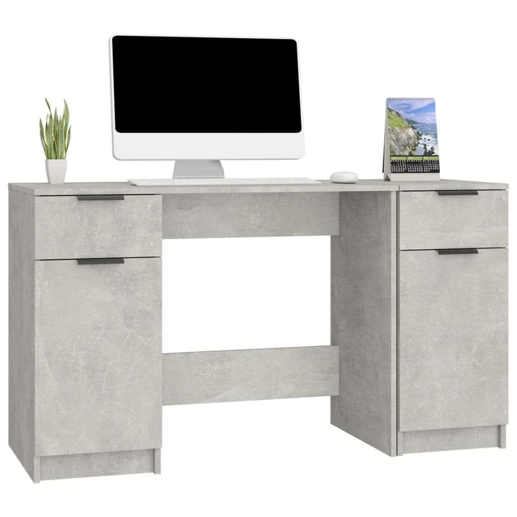 vidaXL Birou cu dulap lateral, gri beton, lemn prelucrat vidaXL Birou cu dulap lateral, gri beton, lemn prelucrat