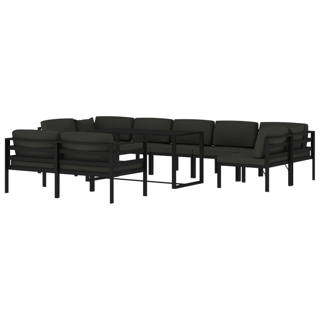 vidaXL Set mobilier relaxare grădină 10 piese perne aluminiu antracit