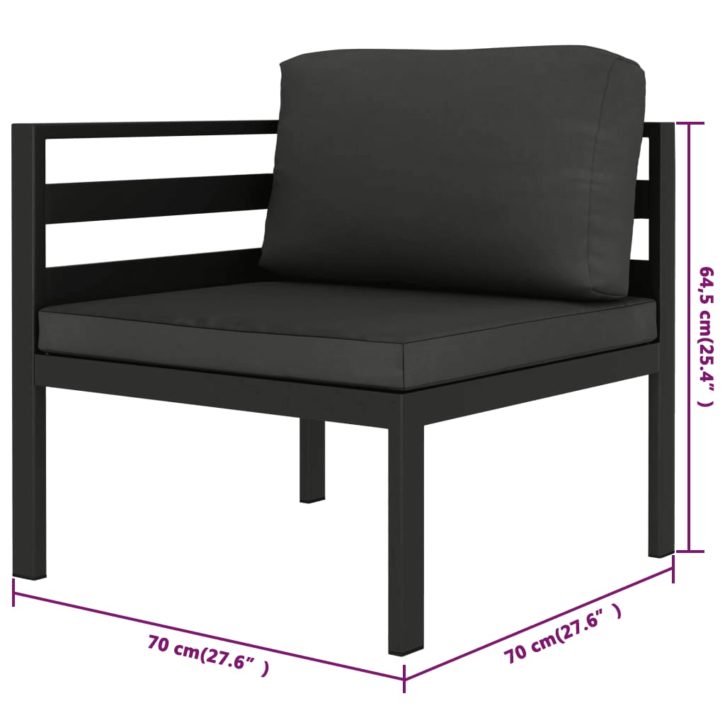 vidaXL Set mobilier relaxare grădină 10 piese perne aluminiu antracit