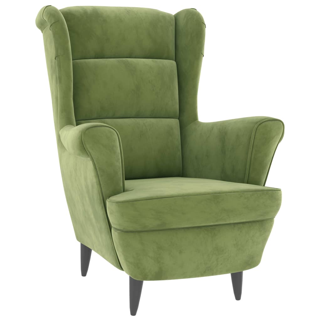 vidaXL Fotoliu cu spătar cu aripi, cu taburet, verde, catifea vidaXL Fotoliu cu spătar cu aripi, cu taburet, verde, catifea