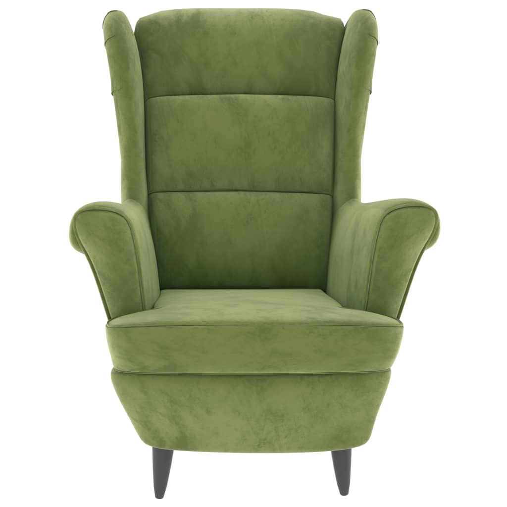vidaXL Fotoliu cu spătar cu aripi, cu taburet, verde, catifea vidaXL Fotoliu cu spătar cu aripi, cu taburet, verde, catifea