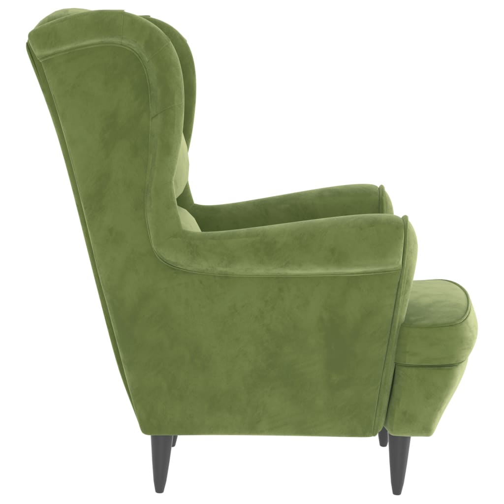 vidaXL Fotoliu cu spătar cu aripi, cu taburet, verde, catifea vidaXL Fotoliu cu spătar cu aripi, cu taburet, verde, catifea
