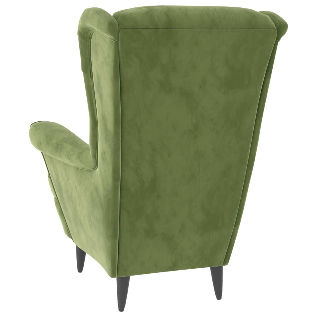 vidaXL Fotoliu cu spătar cu aripi, cu taburet, verde, catifea vidaXL Fotoliu cu spătar cu aripi, cu taburet, verde, catifea