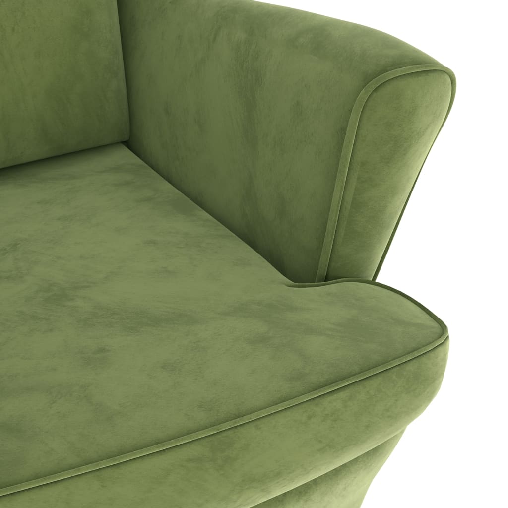 vidaXL Fotoliu cu spătar cu aripi, cu taburet, verde, catifea vidaXL Fotoliu cu spătar cu aripi, cu taburet, verde, catifea