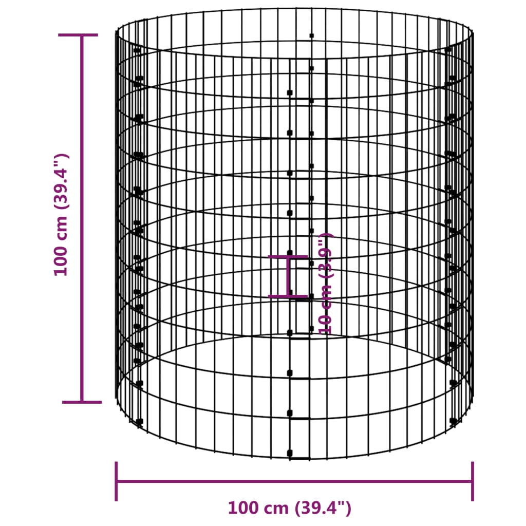vidaXL Compostor de grădină, Ø100x100 cm, oțel galvanizat vidaXL Compostor de grădină, Ø100x100 cm, oțel galvanizat