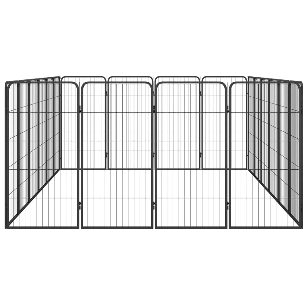vidaXL Țarc câini 20 panouri negru 50x100 cm oțel vopsit electrostatic