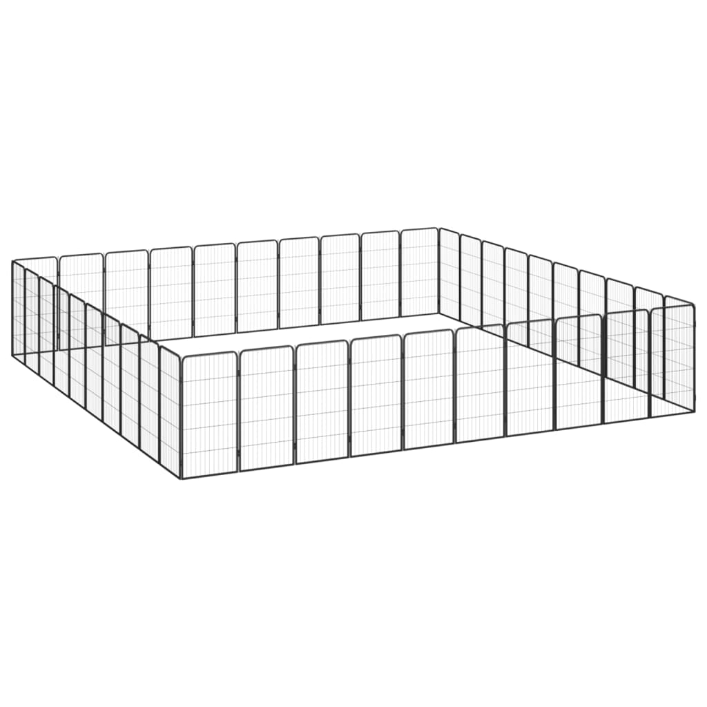 vidaXL Țarc câini 40 panouri negru 50x100 cm oțel vopsit electrostatic