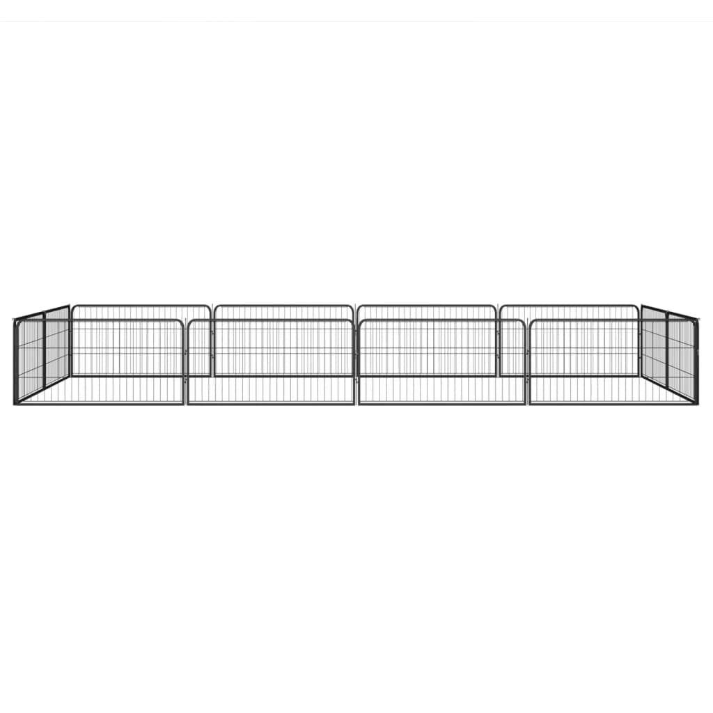 vidaXL Țarc câini 12 panouri negru 100x50 cm oțel vopsit electrostatic vidaXL Țarc câini 12 panouri negru 100x50 cm oțel vopsit electrostatic