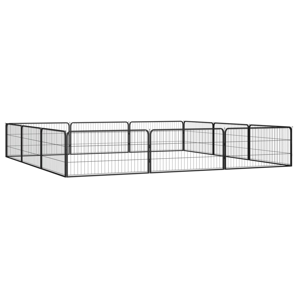 vidaXL Țarc câini 12 panouri negru 100x50 cm oțel vopsit electrostatic vidaXL Țarc câini 12 panouri negru 100x50 cm oțel vopsit electrostatic