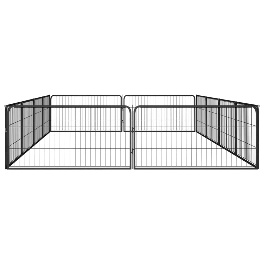vidaXL Țarc câini 12 panouri negru 100x50 cm oțel vopsit electrostatic vidaXL Țarc câini 12 panouri negru 100x50 cm oțel vopsit electrostatic