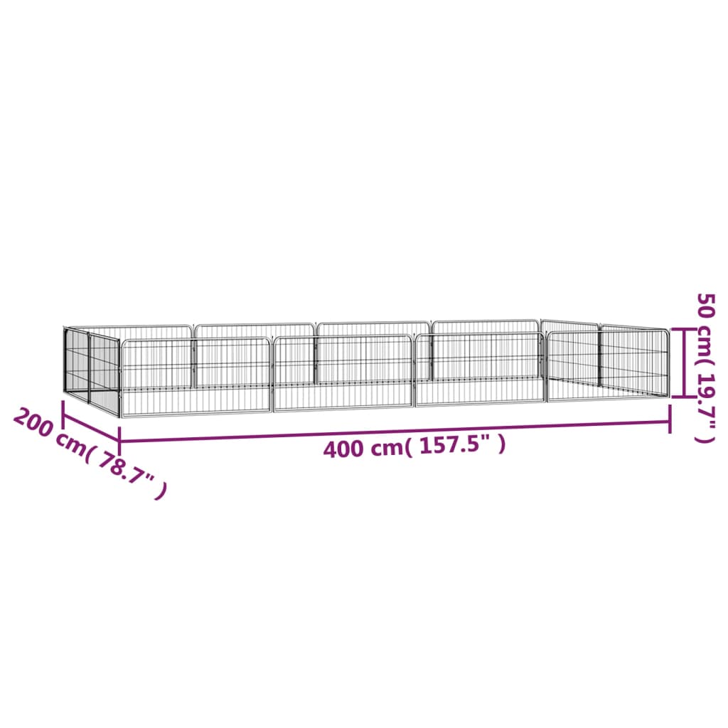 vidaXL Țarc câini 12 panouri negru 100x50 cm oțel vopsit electrostatic vidaXL Țarc câini 12 panouri negru 100x50 cm oțel vopsit electrostatic