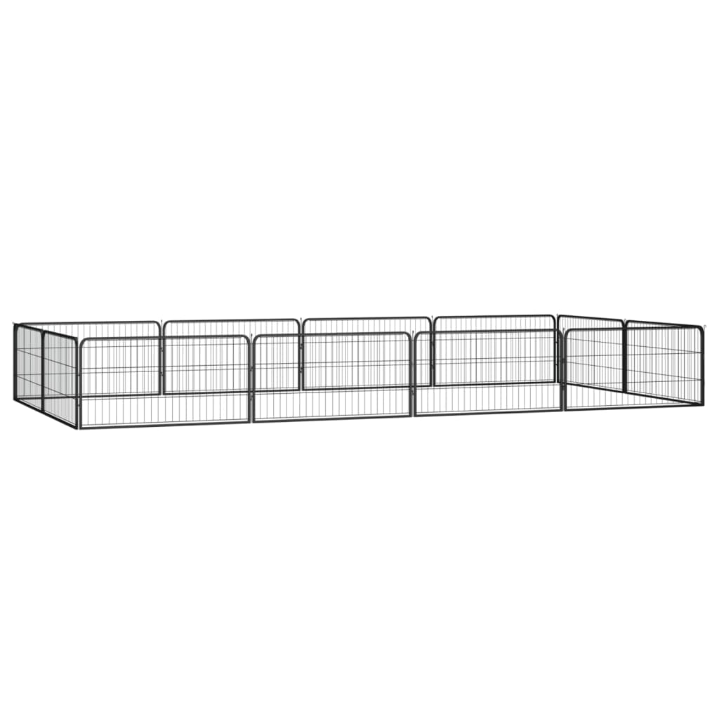 vidaXL Țarc câini 12 panouri negru 100x50 cm oțel vopsit electrostatic vidaXL Țarc câini 12 panouri negru 100x50 cm oțel vopsit electrostatic
