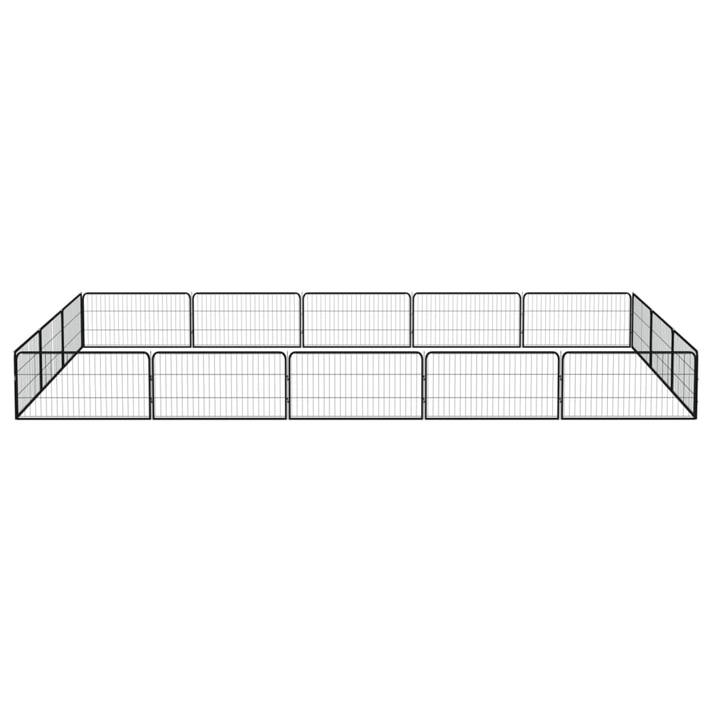 vidaXL Țarc câini 16 panouri negru 100x50 cm oțel vopsit electrostatic vidaXL Țarc câini 16 panouri negru 100x50 cm oțel vopsit electrostatic
