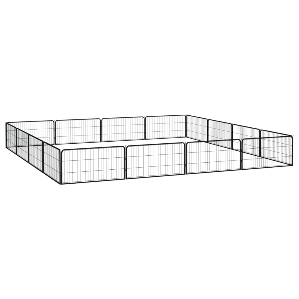 vidaXL Țarc câini 16 panouri negru 100x50 cm oțel vopsit electrostatic vidaXL Țarc câini 16 panouri negru 100x50 cm oțel vopsit electrostatic