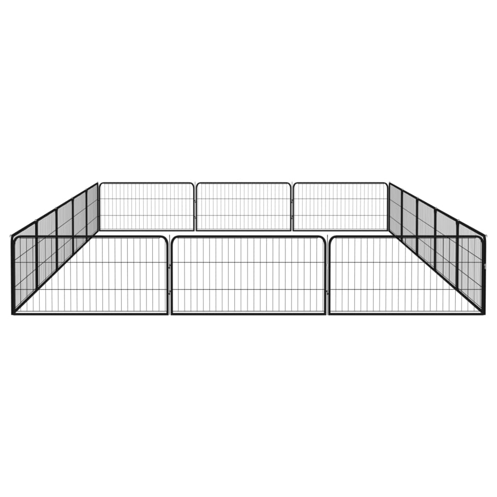 vidaXL Țarc câini 16 panouri negru 100x50 cm oțel vopsit electrostatic vidaXL Țarc câini 16 panouri negru 100x50 cm oțel vopsit electrostatic