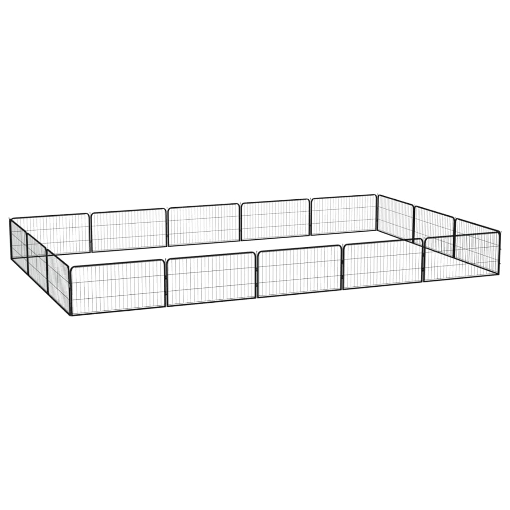 vidaXL Țarc câini 16 panouri negru 100x50 cm oțel vopsit electrostatic vidaXL Țarc câini 16 panouri negru 100x50 cm oțel vopsit electrostatic