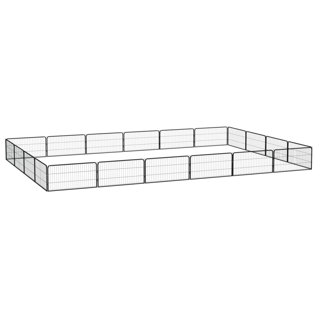 vidaXL Țarc câini 20 panouri negru 100x50 cm oțel vopsit electrostatic vidaXL Țarc câini 20 panouri negru 100x50 cm oțel vopsit electrostatic