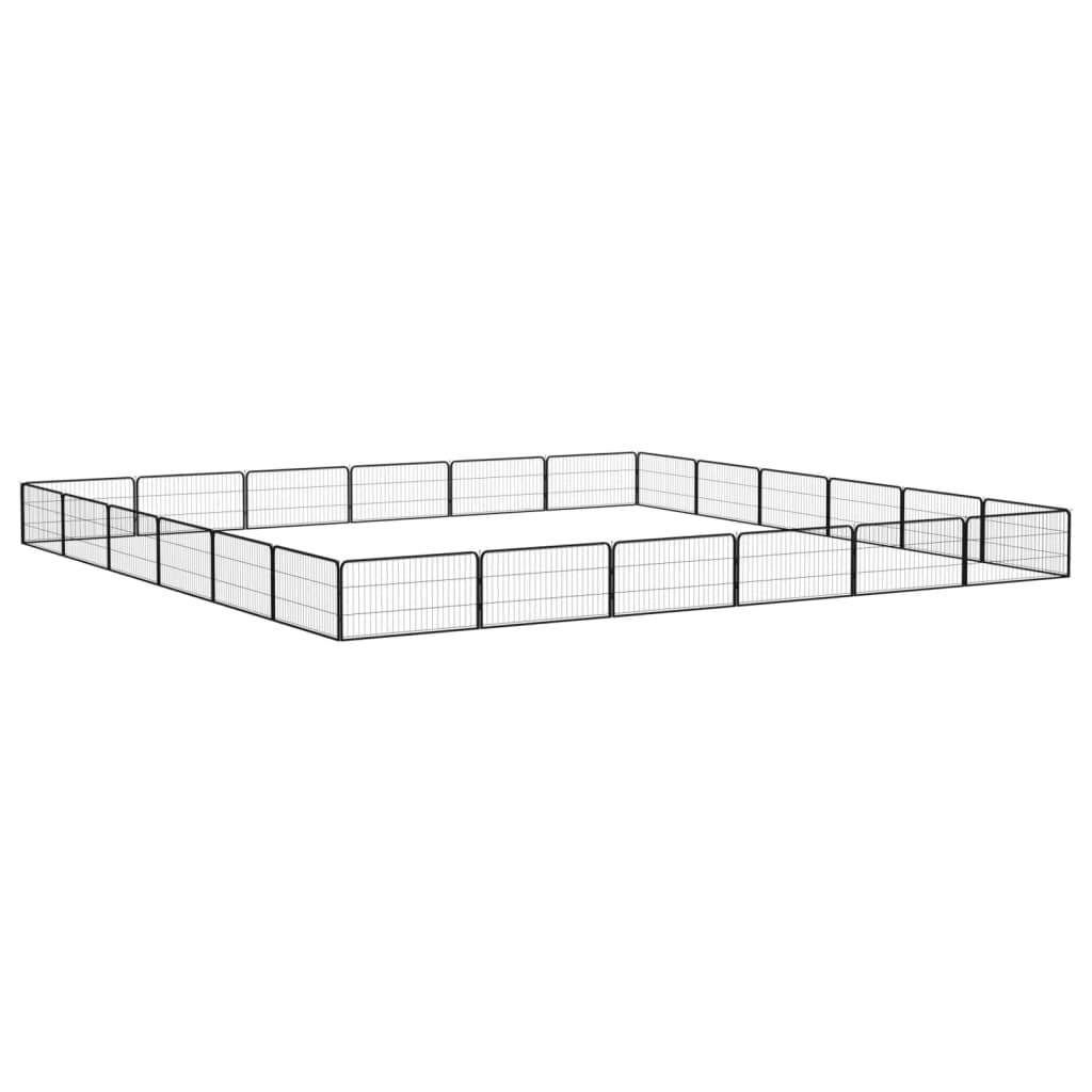 vidaXL Țarc câini 24 panouri negru 100x50 cm oțel vopsit electrostatic vidaXL Țarc câini 24 panouri negru 100x50 cm oțel vopsit electrostatic