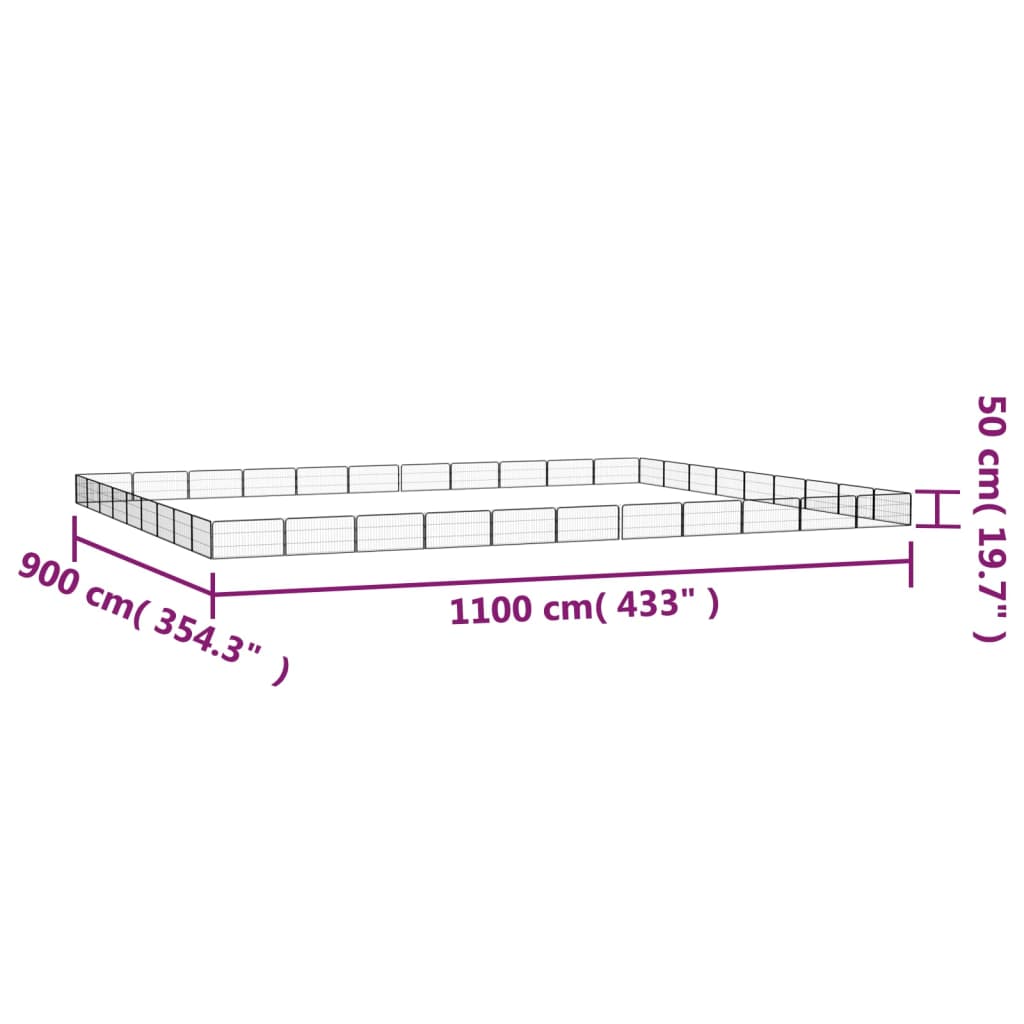 vidaXL Țarc câini 40 panouri negru 100x50 cm oțel vopsit electrostatic