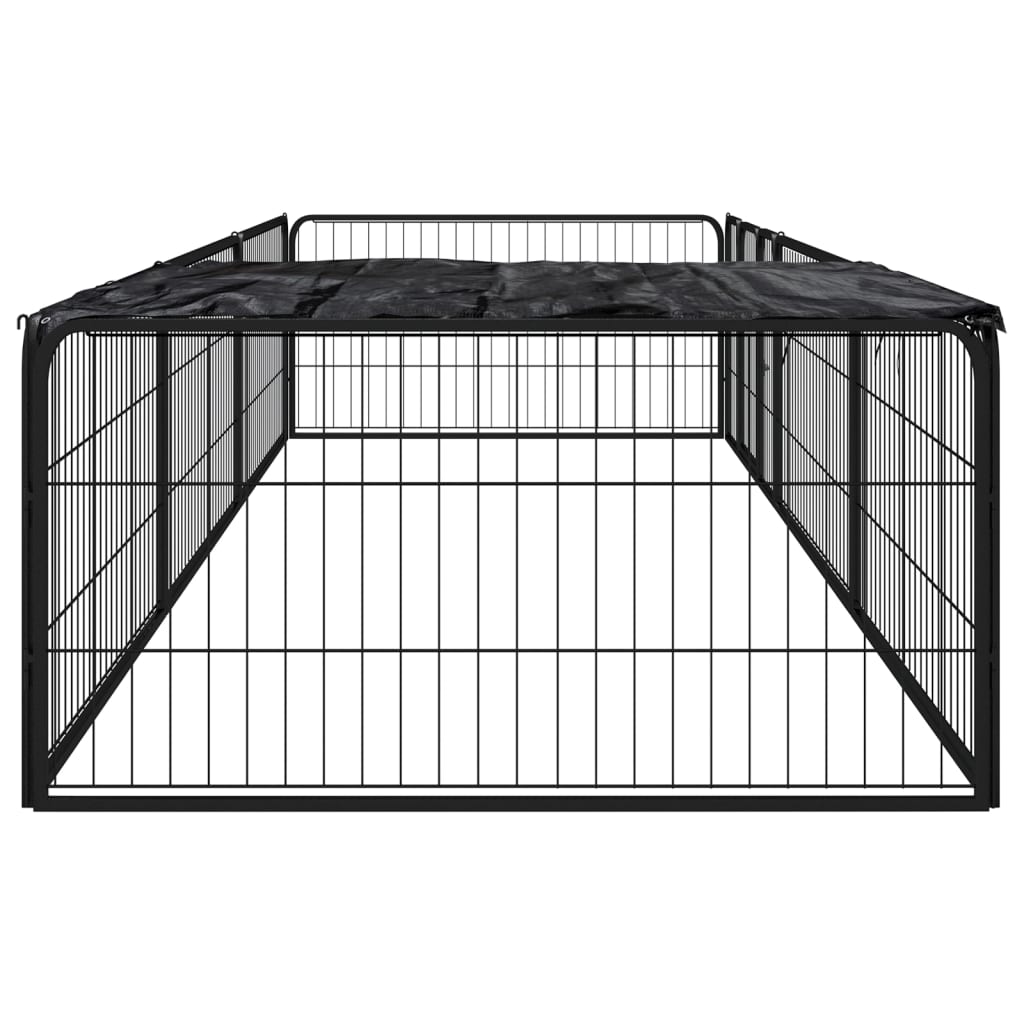 vidaXL Țarc câini 8 panouri negru 100x50 cm, oțel vopsit electrostatic vidaXL Țarc câini 8 panouri negru 100x50 cm, oțel vopsit electrostatic