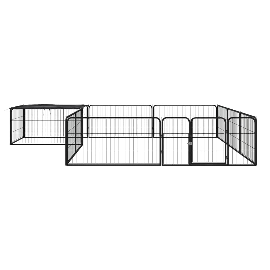 vidaXL Țarc câini 12 panouri negru 100x50 cm oțel vopsit electrostatic vidaXL Țarc câini 12 panouri negru 100x50 cm oțel vopsit electrostatic