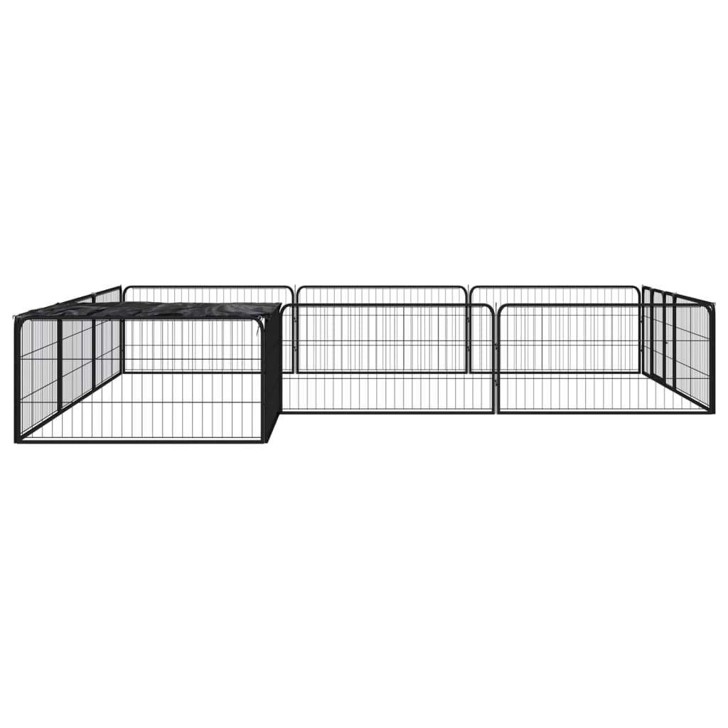 vidaXL Țarc câini 12 panouri negru 100x50 cm oțel vopsit electrostatic vidaXL Țarc câini 12 panouri negru 100x50 cm oțel vopsit electrostatic