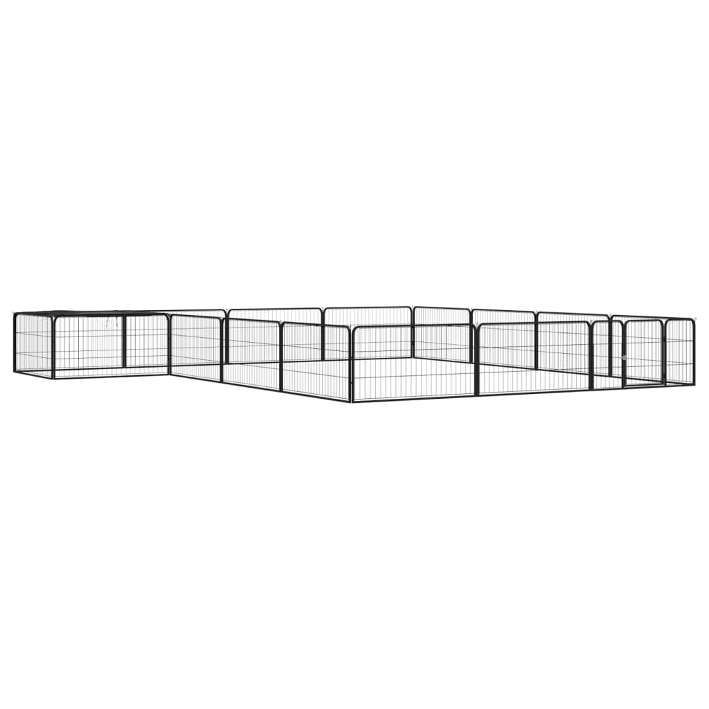 vidaXL Țarc câini 16 panouri negru 100x50 cm oțel vopsit electrostatic vidaXL Țarc câini 16 panouri negru 100x50 cm oțel vopsit electrostatic