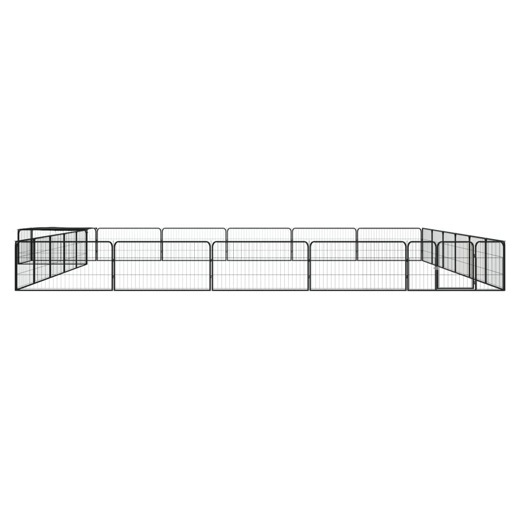 vidaXL Țarc câini 24 panouri negru 100x50 cm oțel vopsit electrostatic vidaXL Țarc câini 24 panouri negru 100x50 cm oțel vopsit electrostatic