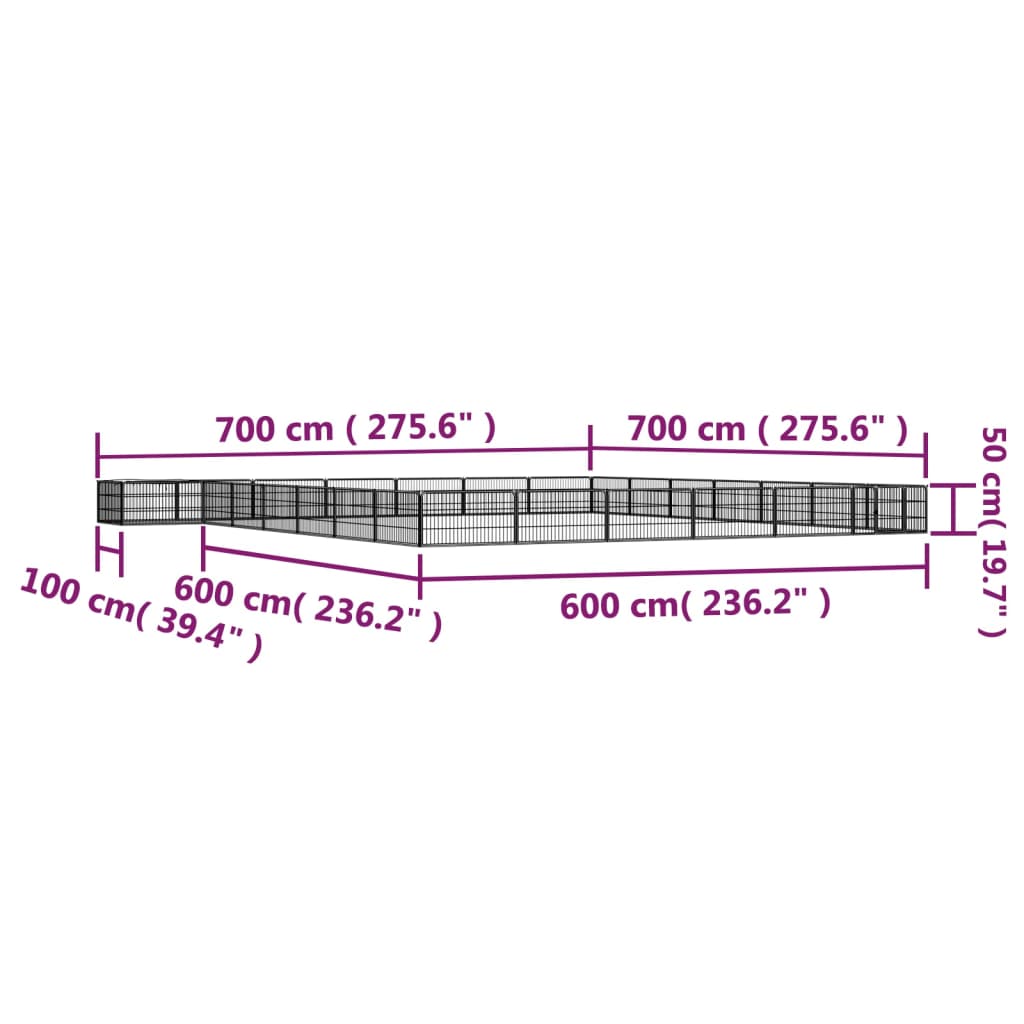 vidaXL Țarc câini 28 panouri negru 100x50 cm oțel vopsit electrostatic vidaXL Țarc câini 28 panouri negru 100x50 cm oțel vopsit electrostatic