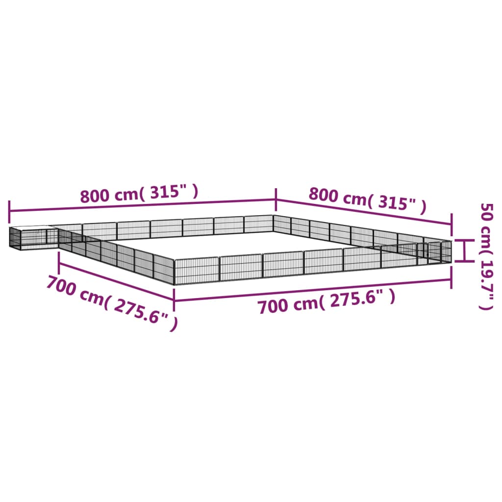 vidaXL Țarc câini 32 panouri negru 100x50 cm oțel vopsit electrostatic vidaXL Țarc câini 32 panouri negru 100x50 cm oțel vopsit electrostatic