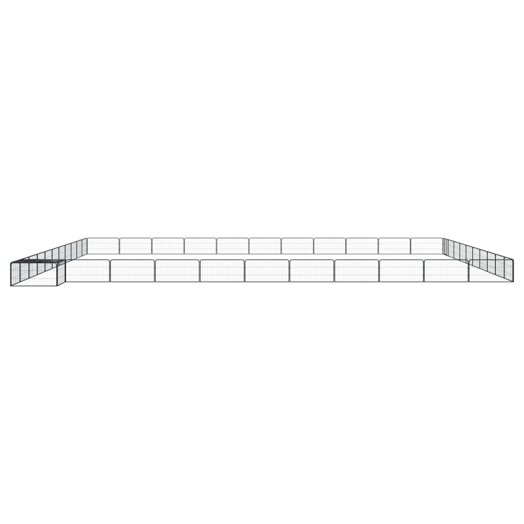 vidaXL Țarc câini 44 panouri negru 100x50 cm oțel vopsit electrostatic
