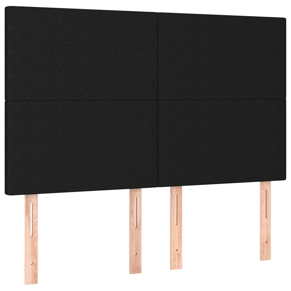vidaXL Tăblii de pat, 4 buc, negru, 72x5x78/88 cm, textil vidaXL Tăblii de pat, 4 buc, negru, 72x5x78/88 cm, textil