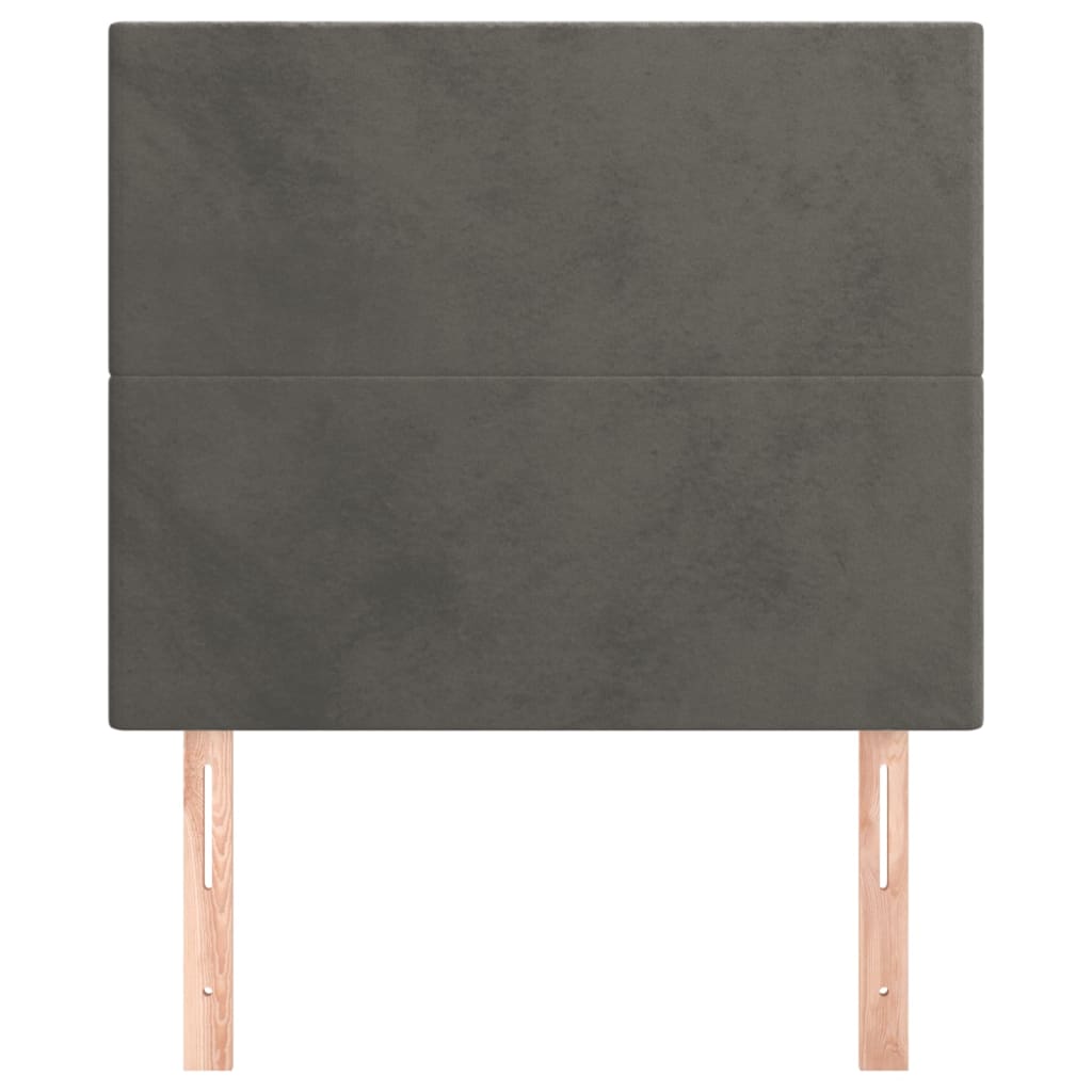 vidaXL Tăblii de pat, 2 buc, gri închis, 90x5x78/88 cm, catifea