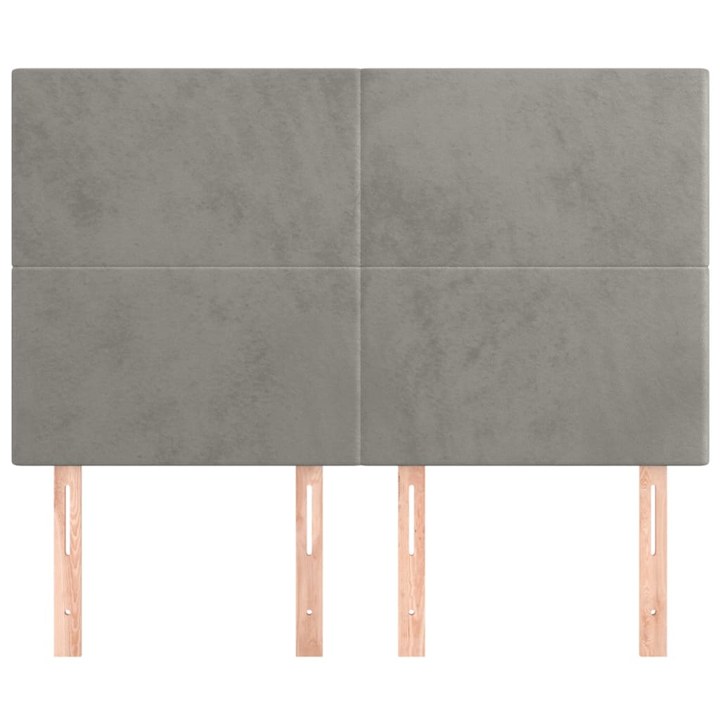 vidaXL Tăblii de pat, 4 buc, gri deschis, 72x5x78/88 cm, catifea vidaXL Tăblii de pat, 4 buc, gri deschis, 72x5x78/88 cm, catifea