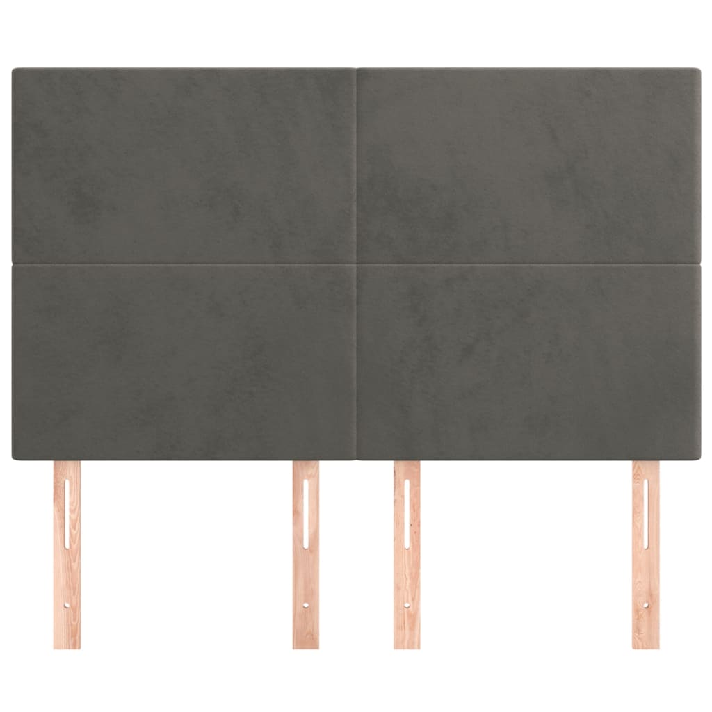 vidaXL Tăblii de pat, 4 buc, gri închis, 72x5x78/88 cm, catifea vidaXL Tăblii de pat, 4 buc, gri închis, 72x5x78/88 cm, catifea