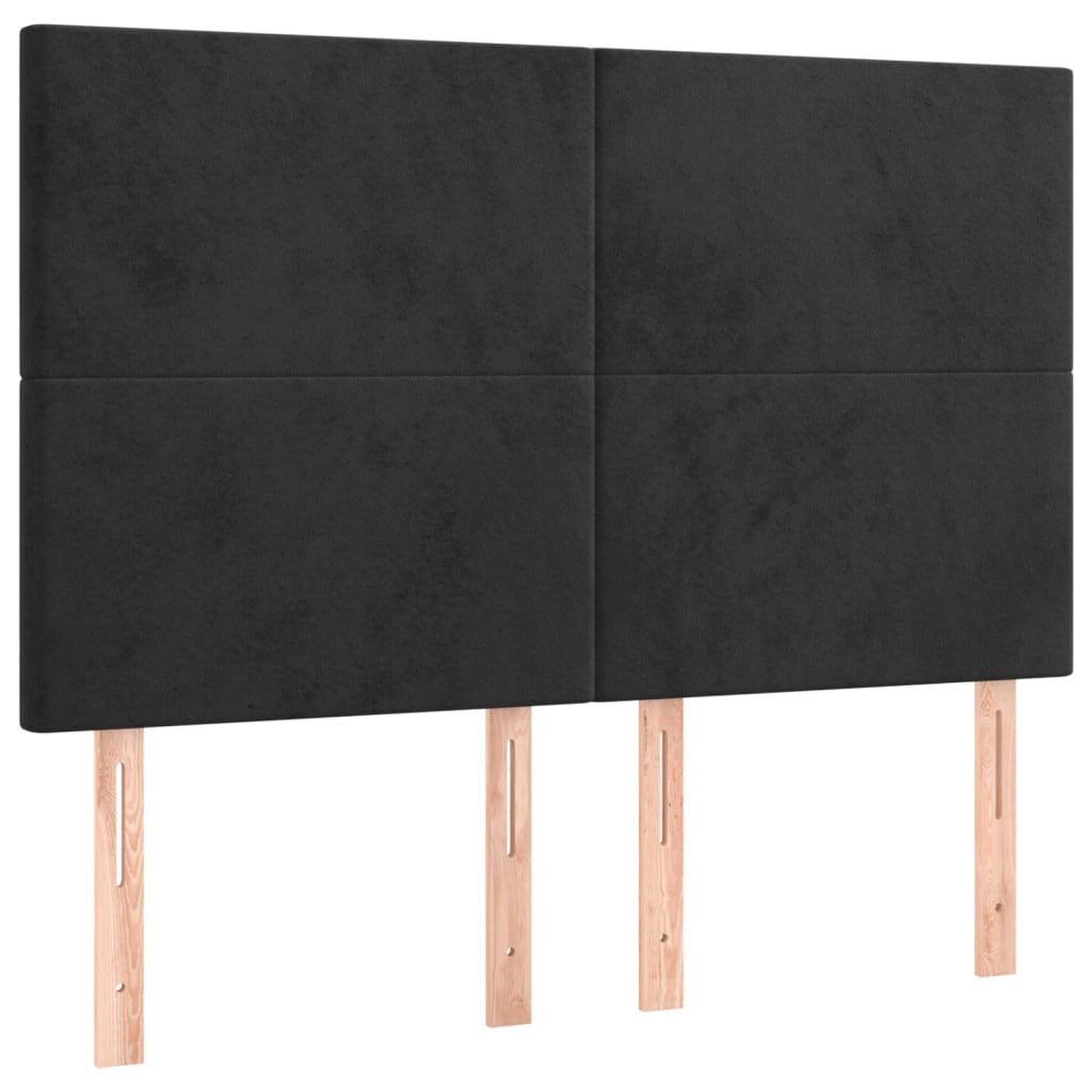 vidaXL Tăblii de pat, 4 buc, negru, 72x5x78/88 cm, catifea vidaXL Tăblii de pat, 4 buc, negru, 72x5x78/88 cm, catifea
