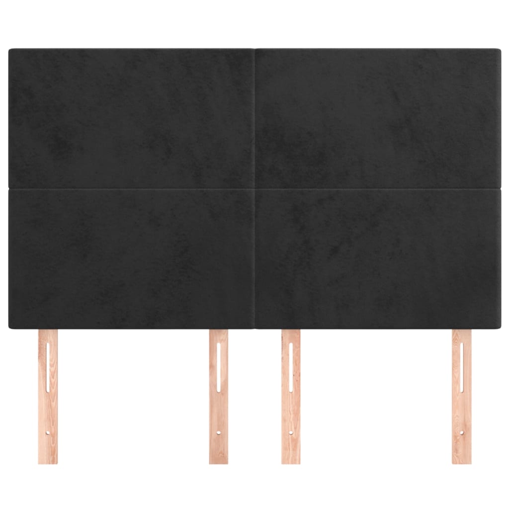 vidaXL Tăblii de pat, 4 buc, negru, 72x5x78/88 cm, catifea vidaXL Tăblii de pat, 4 buc, negru, 72x5x78/88 cm, catifea