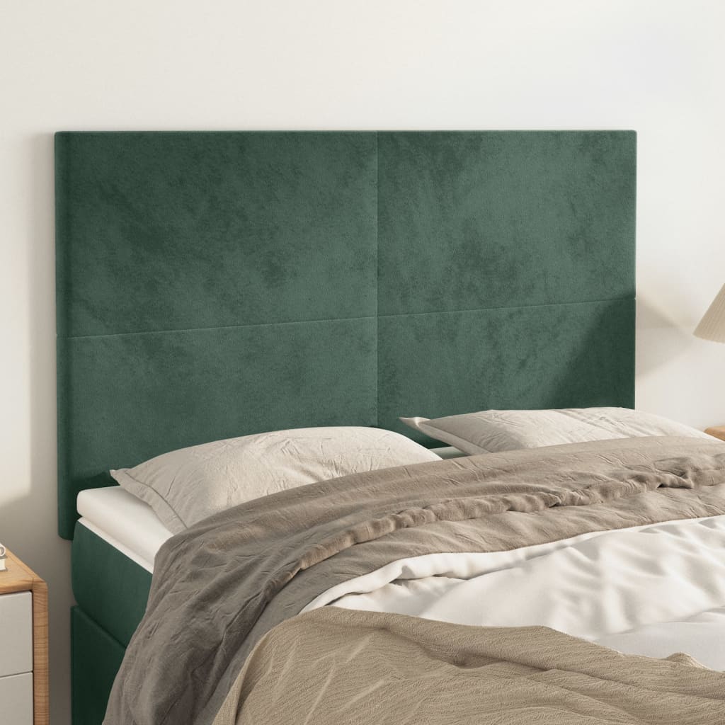 vidaXL Tăblii de pat, 4 buc, verde închis, 72x5x78/88 cm, catifea vidaXL Tăblii de pat, 4 buc, verde închis, 72x5x78/88 cm, catifea