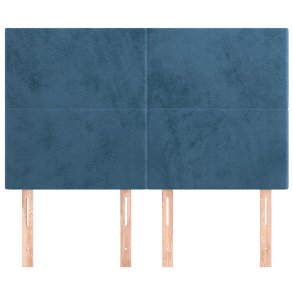 vidaXL Tăblii de pat, 4 buc, albastru închis, 72x5x78/88 cm, catifea vidaXL Tăblii de pat, 4 buc, albastru închis, 72x5x78/88 cm, catifea
