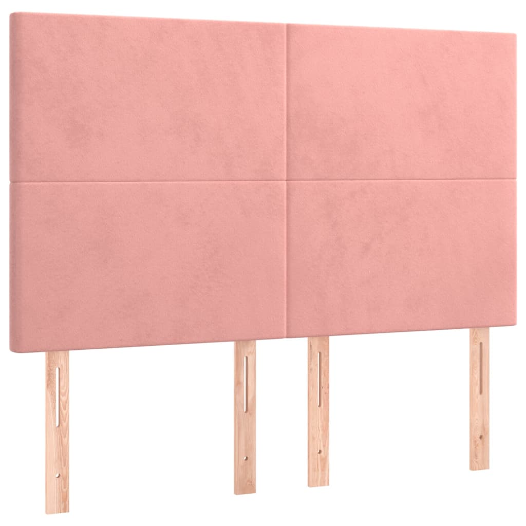 vidaXL Tăblii de pat, 4 buc, roz, 72x5x78/88 cm, catifea vidaXL Tăblii de pat, 4 buc, roz, 72x5x78/88 cm, catifea