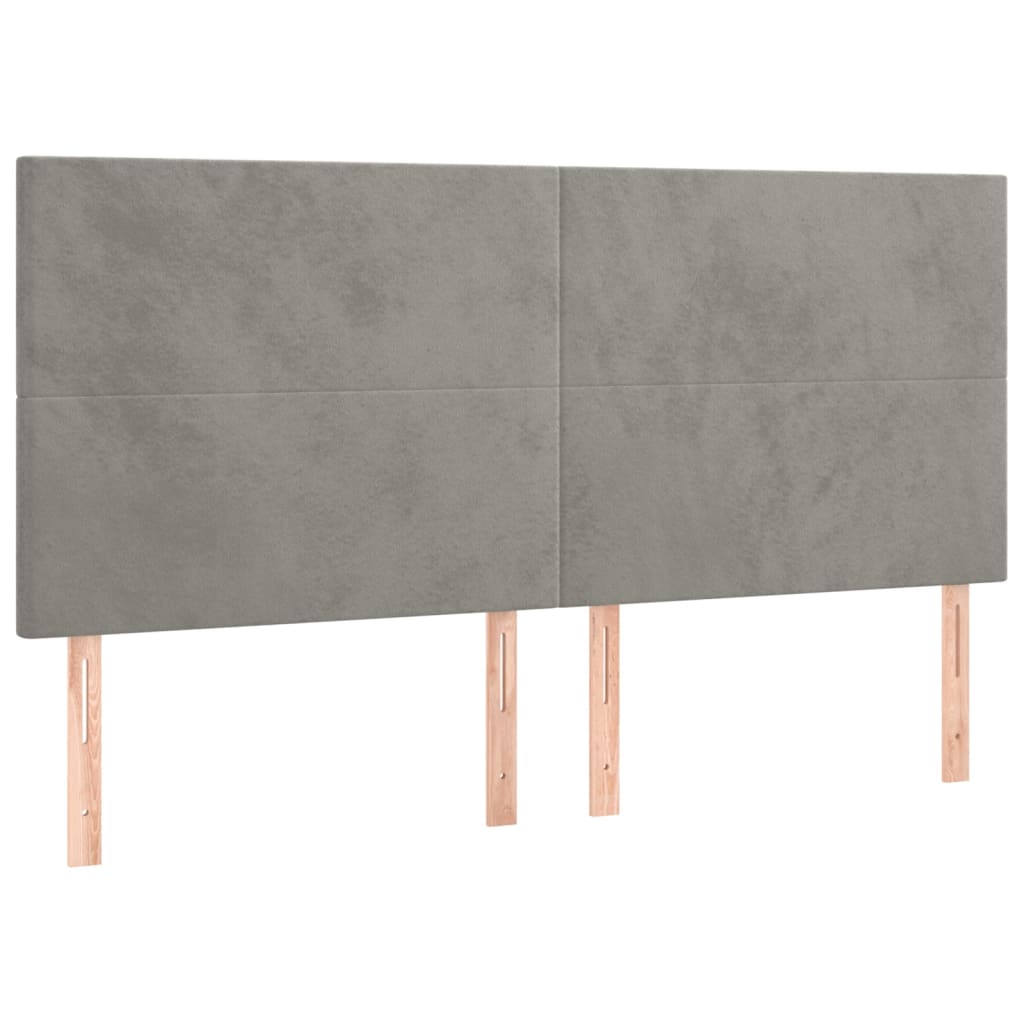 vidaXL Tăblii de pat, 4 buc, gri deschis, 80x5x78/88 cm, catifea vidaXL Tăblii de pat, 4 buc, gri deschis, 80x5x78/88 cm, catifea