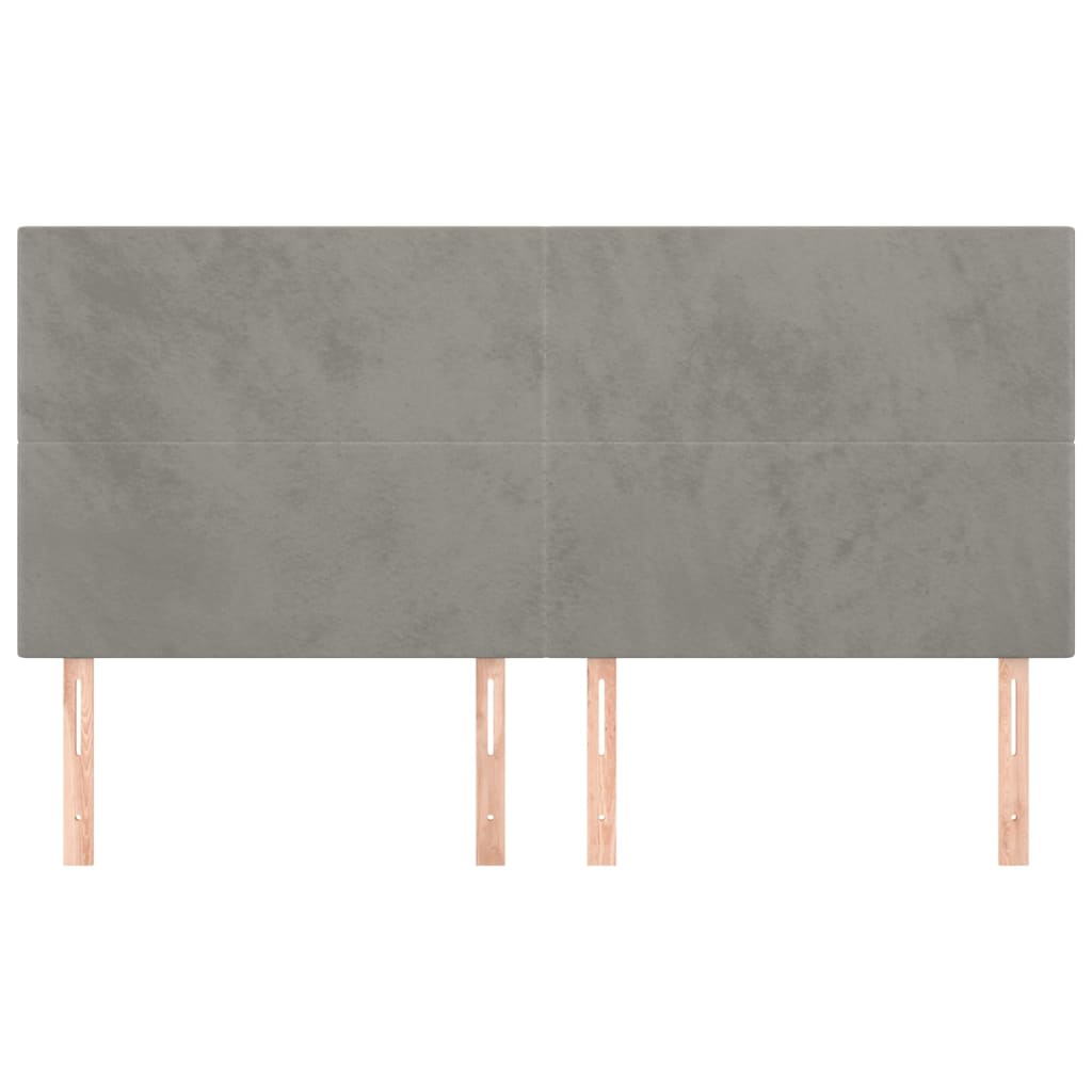 vidaXL Tăblii de pat, 4 buc, gri deschis, 90x5x78/88 cm, catifea vidaXL Tăblii de pat, 4 buc, gri deschis, 90x5x78/88 cm, catifea