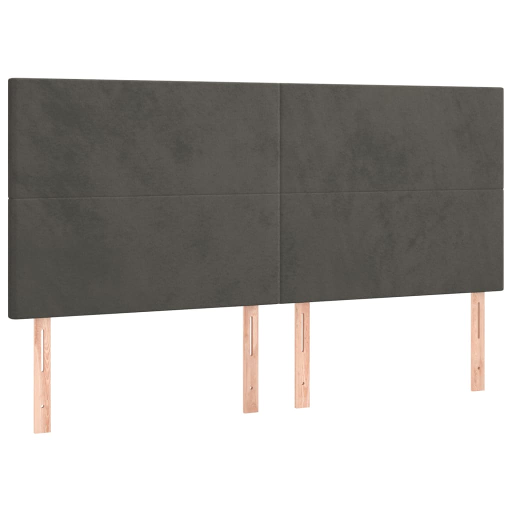 vidaXL Tăblii de pat, 4 buc, gri închis, 90x5x78/88 cm, catifea vidaXL Tăblii de pat, 4 buc, gri închis, 90x5x78/88 cm, catifea