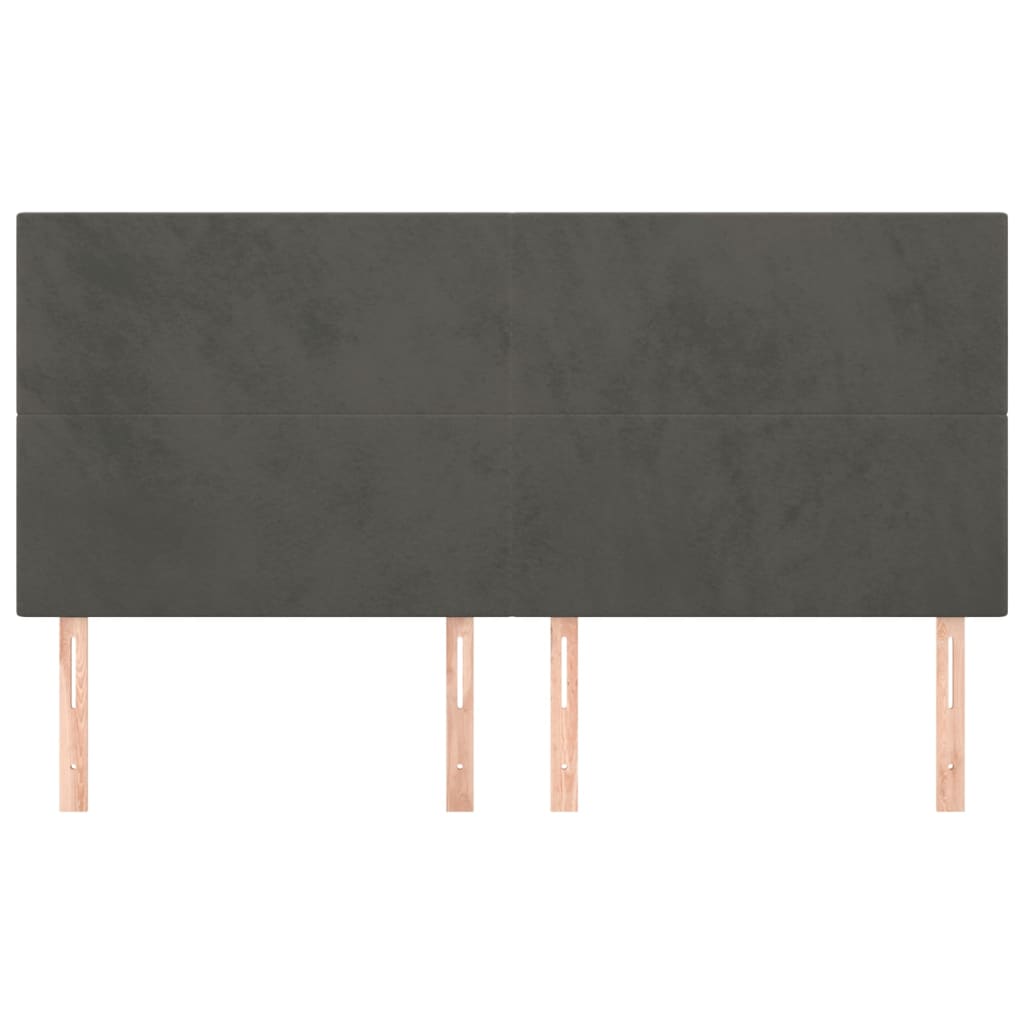vidaXL Tăblii de pat, 4 buc, gri închis, 90x5x78/88 cm, catifea vidaXL Tăblii de pat, 4 buc, gri închis, 90x5x78/88 cm, catifea