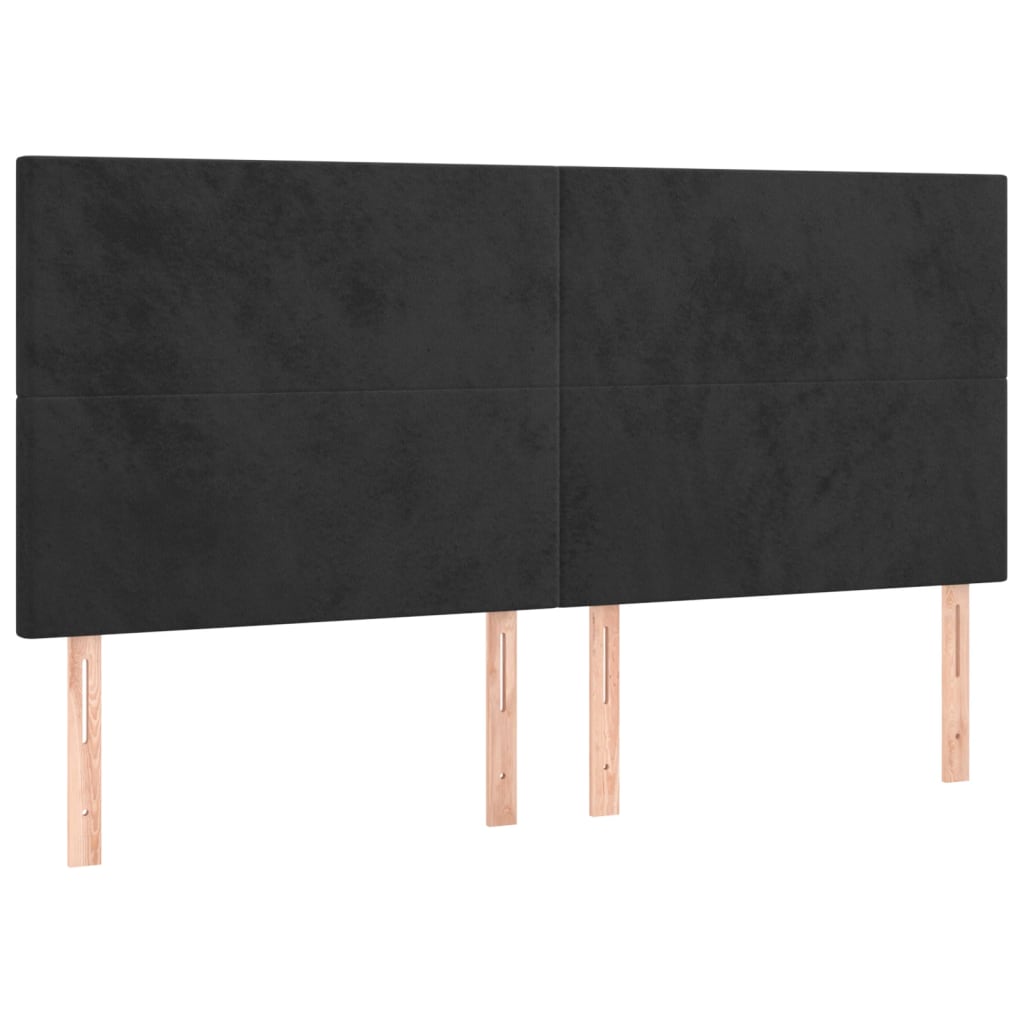 vidaXL Tăblii de pat, 4 buc, negru, 90x5x78/88 cm, catifea vidaXL Tăblii de pat, 4 buc, negru, 90x5x78/88 cm, catifea