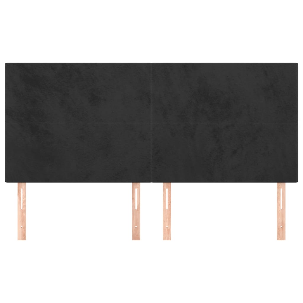 vidaXL Tăblii de pat, 4 buc, negru, 100x5x78/88 cm, catifea