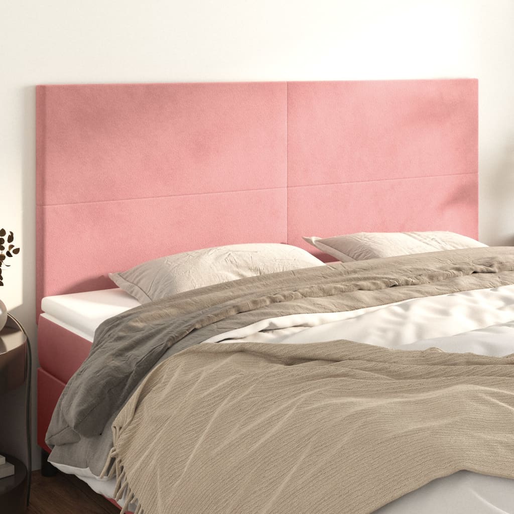 vidaXL Tăblii de pat, 4 buc, roz, 100x5x78/88 cm, catifea vidaXL Tăblii de pat, 4 buc, roz, 100x5x78/88 cm, catifea