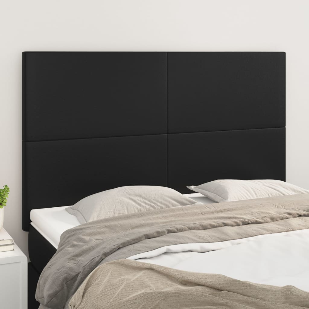 vidaXL Tăblii de pat, 4 buc, negru, 72x5x78/88 cm, piele ecologică vidaXL Tăblii de pat, 4 buc, negru, 72x5x78/88 cm, piele ecologică