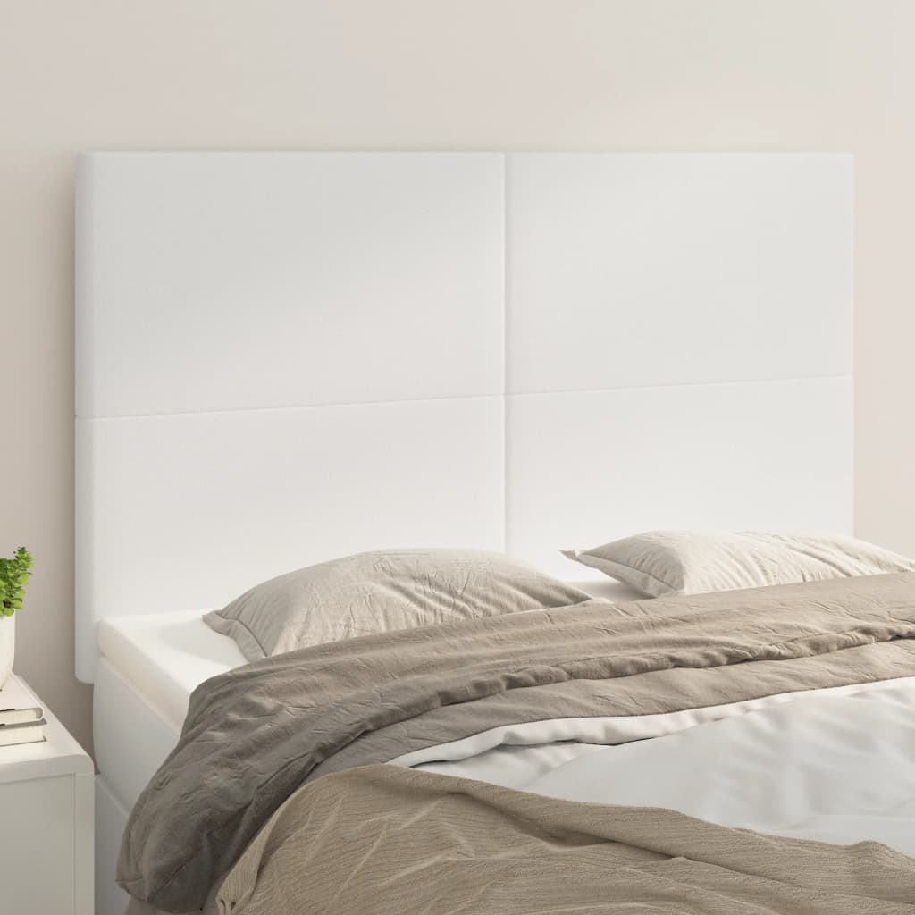 vidaXL Tăblii de pat, 4 buc, alb, 72x5x78/88 cm, piele ecologică vidaXL Tăblii de pat, 4 buc, alb, 72x5x78/88 cm, piele ecologică