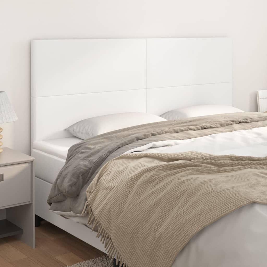 vidaXL Tăblii de pat, 4 buc, alb, 80x5x78/88 cm, piele ecologică vidaXL Tăblii de pat, 4 buc, alb, 80x5x78/88 cm, piele ecologică